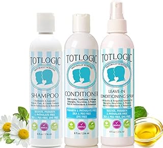 TotLogic Sulfate Free Hair and Scalp Care Set - Shampoo, Conditioner, & Detangling Spray - Gentle, Safe, Made with Naturally-Derived Essential Oils and Botanicals