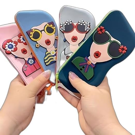 Silicone Sunglasses Case with Zipper & Wrist Lanyard | Soft Eyeglasses Protective Pouch | Cartoon Glasses Storage Case for Sunglasses, Reading Glasses & Spectacles | Travel Eyewear Organizer-image-10