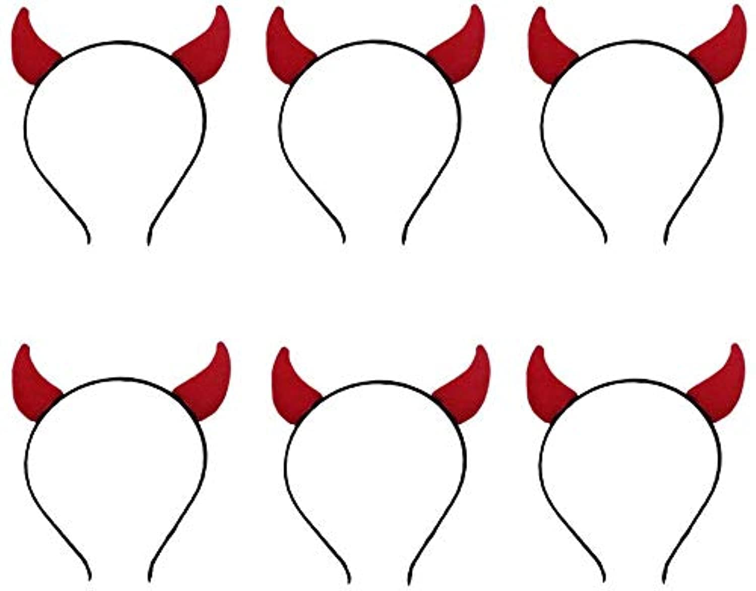 N/P Halloween Red Devil Horns Headband for Costume Party Pack of 6 Girls Christmas Party Decoration Cosplay Costume Halloween Headwea