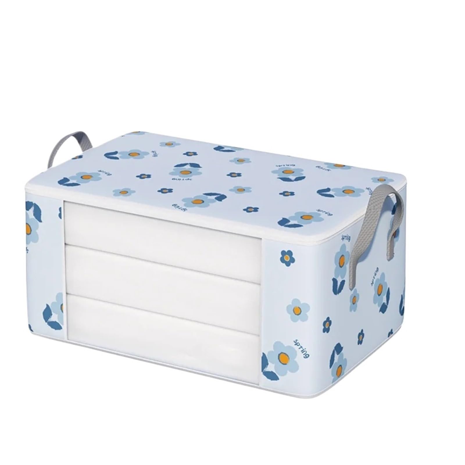 DSFIHJO 3PCS Storage Bags 72L Large Blanket Clothes Organization And Storage Containers For Bedding Foldable Organizer With Reinforced Handle(Blue 72L)