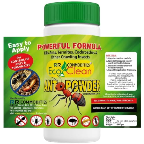 Image of Ecoclean All Ants Repelling Powder - 150g (1, 150 g (Pack of 1)) | Fast Acting, Wall Sticking, Long Lasting Powerful Effect for Home & Garden