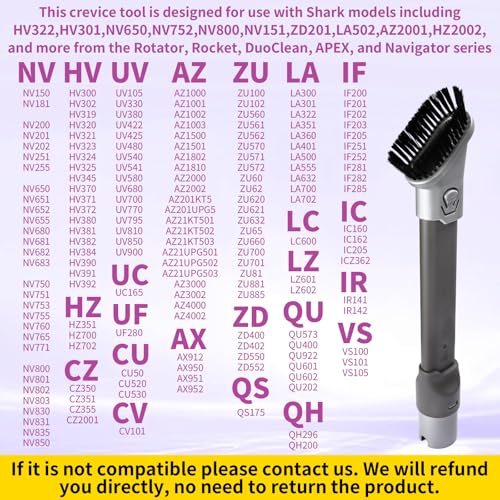 Image of 2-in-1 for Shark Crevice Tool and Horse Hair Shark Vacuum Brush Attachments Replacement Rocket HV301, HV322, HV300, HV320, Rotator NV Series NV751 NV752 NV680 NV681Vacuum Cleaner