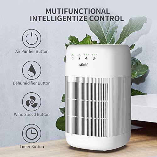 Afloia Air Purifier/Dehumidifier in One (1000ml),HEPA Filter, Touch Control, Quiet Air Cleaner for Smokers, Allergies and Pets, Dehumidifier for Room, Bedroom and Basements