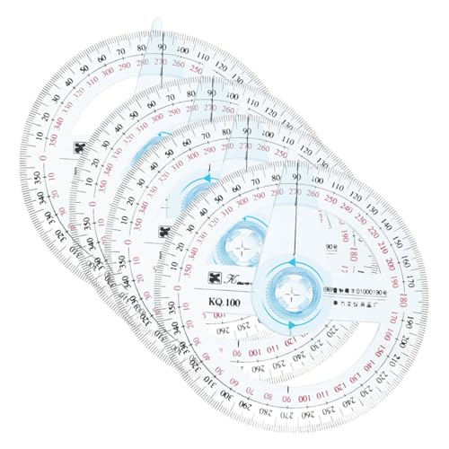 GARIOUANS 4個 全円器 スイングアーム量角器 透明プラスチック製 軽量持ち運び便利 高精目盛り付き 学生 専門家向け測定ツール