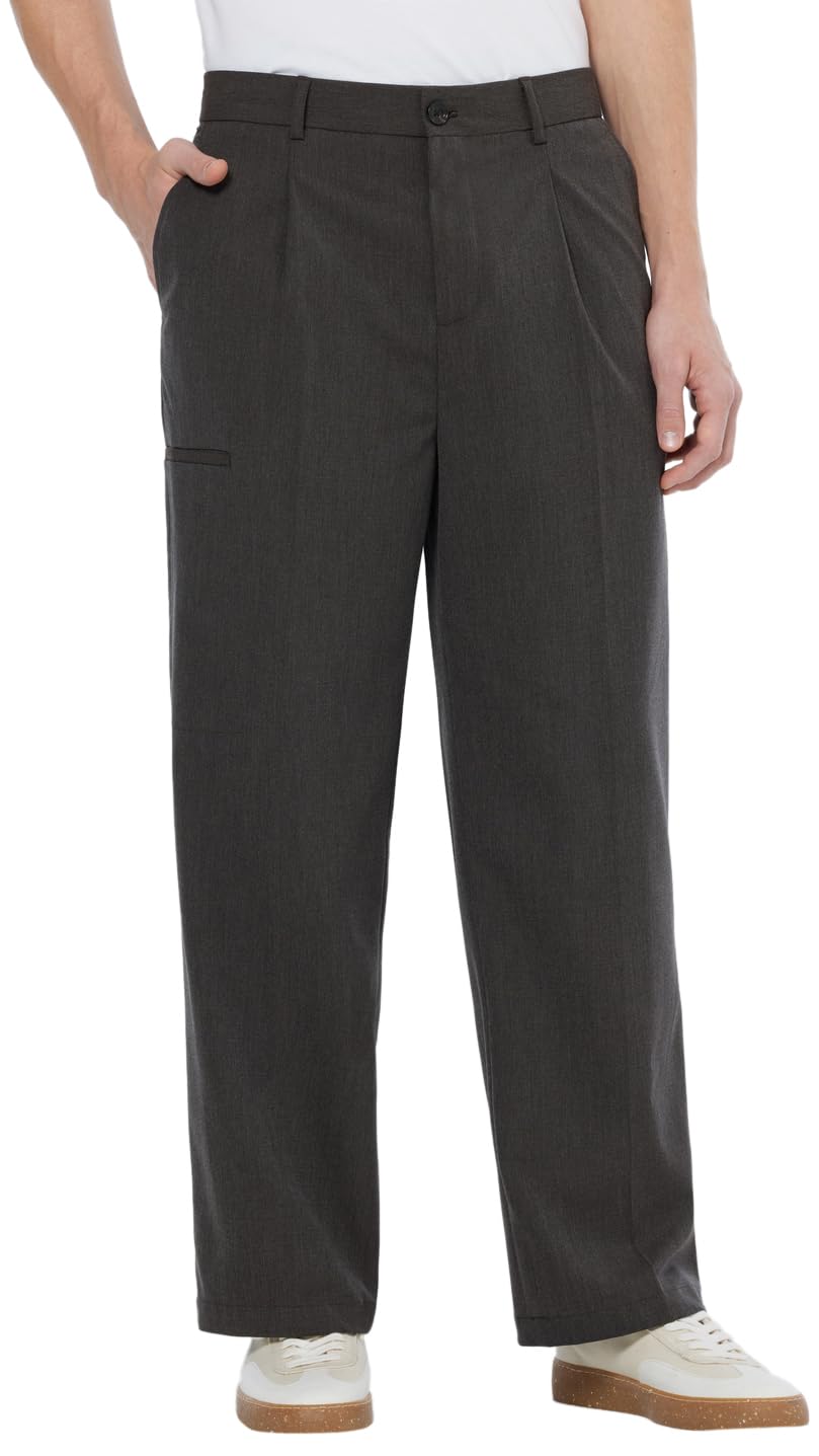 Scotch & Soda Melange with Pocket Detail Wide Fit Chino, Dark Grey Melange 021, 30 W/34 L