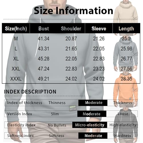 Ymosrh Men's Casual Hoodies, Soft Polar Fleece Pullover Hooded Sweatshirt Long Sleeve Warm Hoodie Outwear, M-3XL4