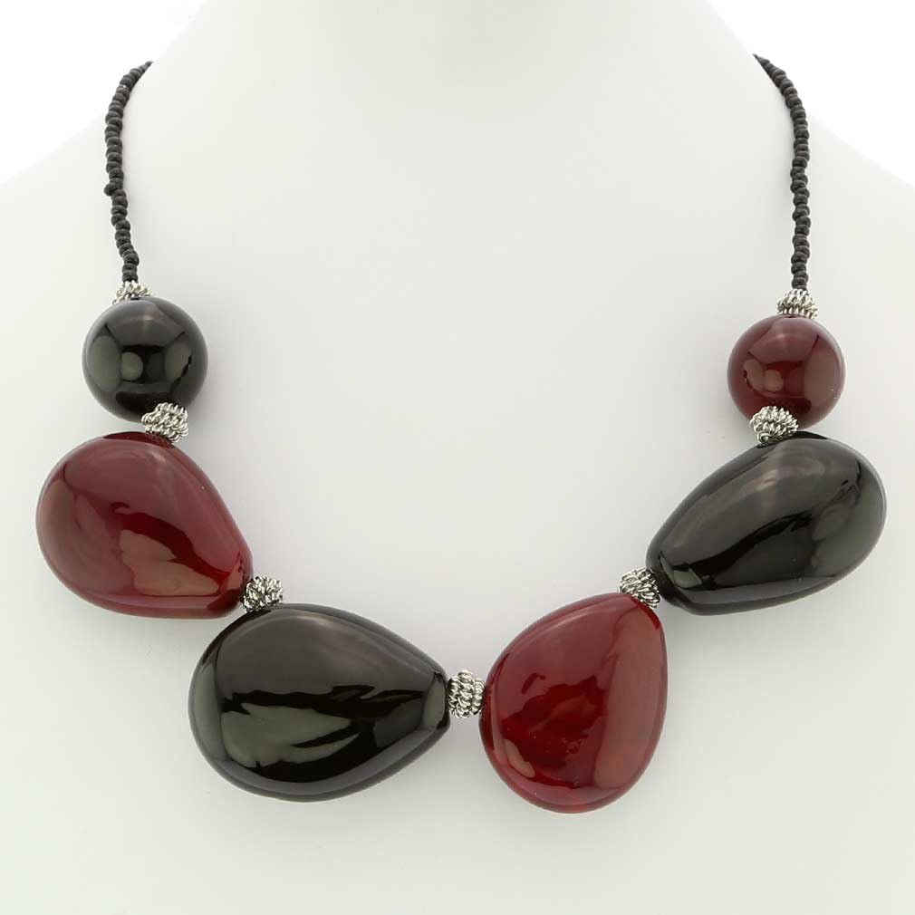 Glass Of Venice Murano Glass Vesuvio Necklace - Red and Black