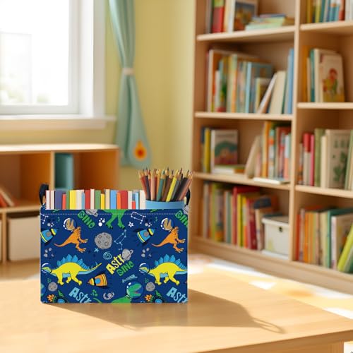 Image of Foldable Dino Toy Basket for Boys & Kids Rectangular (B)