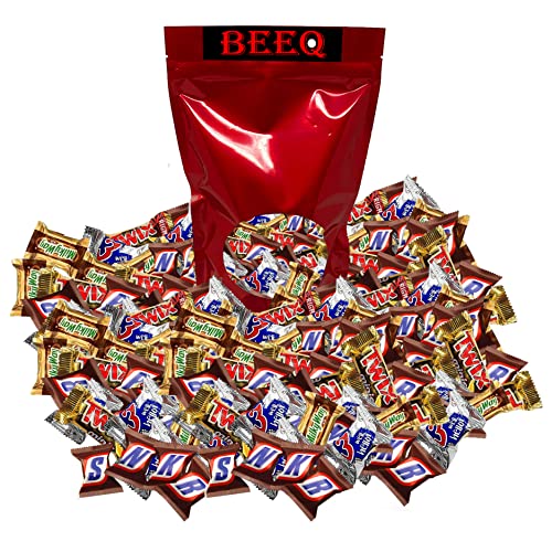 Assorted Chocolate Candy Mix - 20 LB Bulk Bag - SNICKERS, TWIX, MILKY WAY & 3 MUSKETEERS Variety Pack Minis , Milk Chocolate & Dark Chocolate Candy Bars Assortment , IN BEEQ BOX