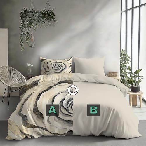 Housse de couette 240x260 motif tourbillon fleurs fleurs avec taies - 5
