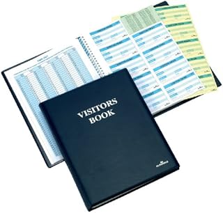 Durable Visitor Book 300 | With Leather Look Front Cover | Includes 300 Perforated 90 x 60 mm Visitor Badge Inserts | GDPR Compliant Security Sheet Included