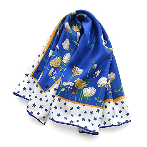 NJBYX 100% sarga seda bufanda mujeres diadema impresión 65cm cuadrado bandana foulard ladies pelo bufandas cabeza de pañal urdimbre (Color : A, Size : 65CM*65CM)