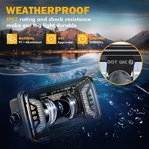 Image of Auxbeam New Upgraded LED Fog Lights Lamp for Ford F150 2015-2020, 50W 200% Brighter with DRL&Turn Signal Waterproof Assembly Kit DOT Approved - Black