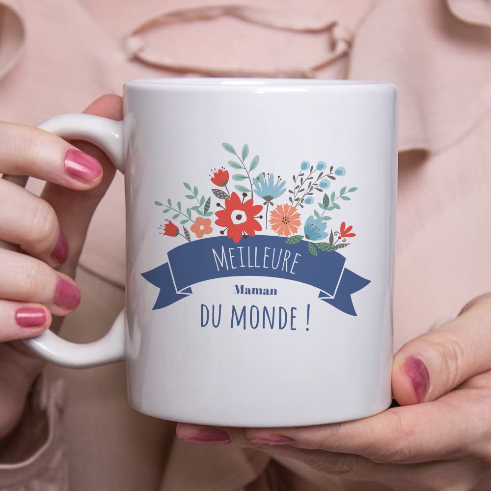 CADEAUX.COM - Best Mum of the World Mug - Mum Gift - Original Mother's Day Gift Idea, Best Flower Mom - Image 2