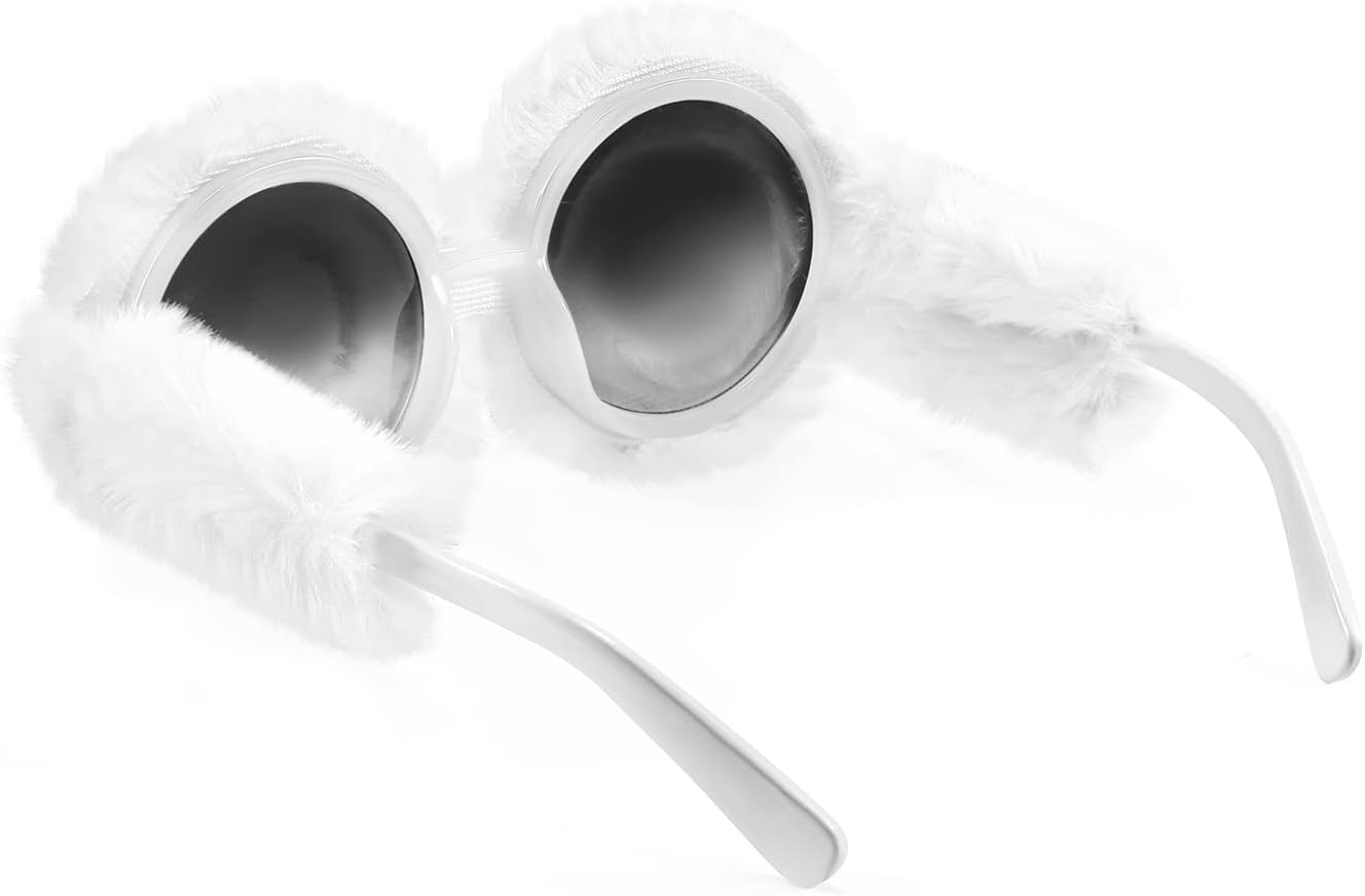 FEISEDY Women Plush Fuzzy Cat Eye Sunglasses Punk Soft Velvet Shades Ladies Handmade Party Masquerade Eyewear B2877 - Image 2