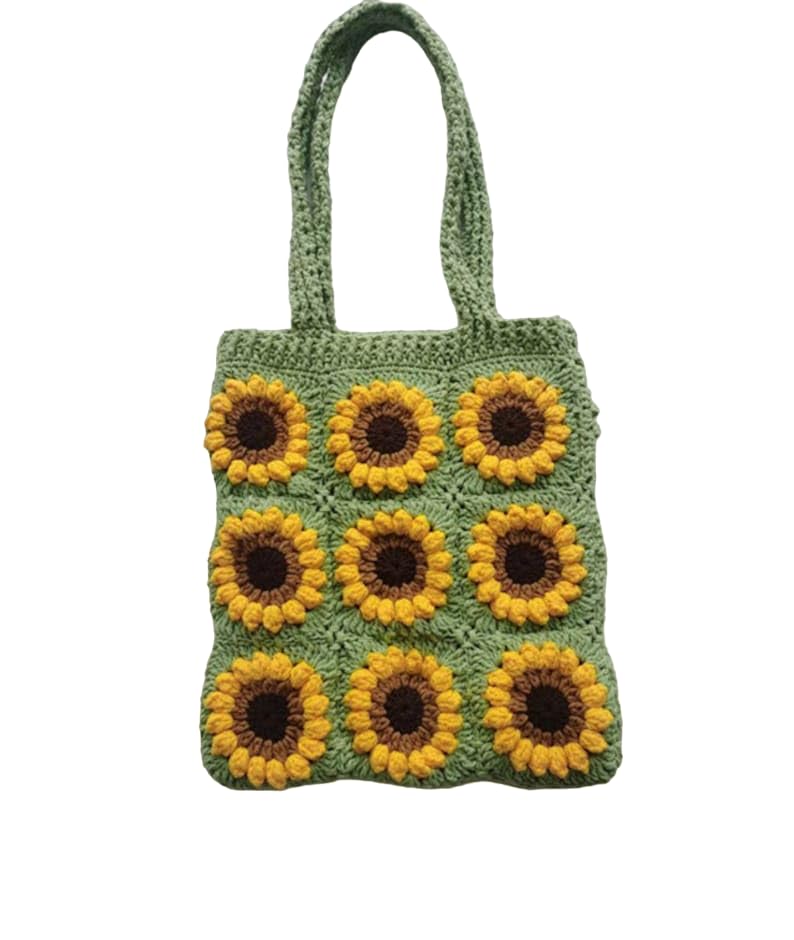 I.F.H Crochet Sunflower, Crocheted Bag, Knitted for Women,Sunflower Shoulder Bag, Handmade Bag Gift, for Lady, Cute