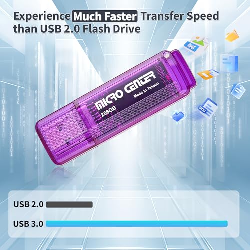 Image of Micro Center SuperSpeed 256GB USB 3.0 Flash Drive Gum Size Memory Stick Thumb Drive Data Storage Jump Drive (256G)