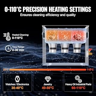 VEVOR Pulitore ad Ultrasuoni 6L con Timer Riscaldante Cestello, Macchina Digitale a Cavitazione Sonica, Pulitrice Ultrasuoni 180 W per Strumenti di Orologi, Occhiali, Monete, Utensili Metallici