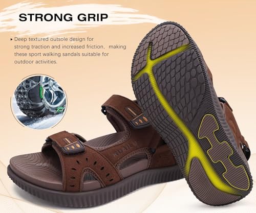 Image of KuaiLu Mens Hiking Sandals with Orthopedic Arch Support Footbed | Sport Recovery Athletic Walking Sandals For Man Outdoor Summer Casual Thick Cushion Beach Water Fisherman Sandal Size 7-15