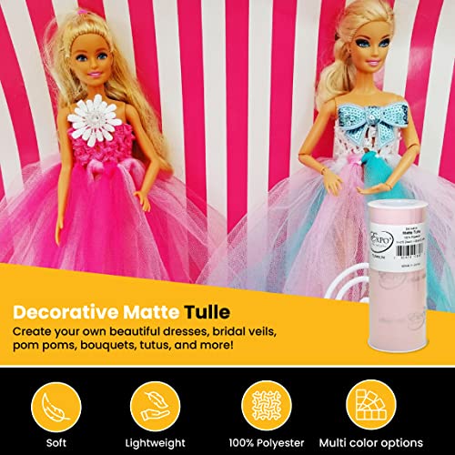Image of Expo International Decorative Matte Tulle, Lightweight Polyester Tulle Fabric for Tutus, Costumes, and Party Decorations, Washable, Easy-to-Use, 6 Inch x 25 Yards, Light Pink, Pack of 1