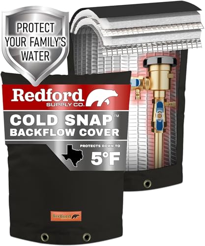Redford Supply Co. Cold Snap (5°F) Backflow Preventer Insulation Cover, 14'W x 18'H, Pipe Insulation, Water Sprinkler Covers for Outside, Sprinkler Backflow Cover for Winter, Well Pump Bag (Black)