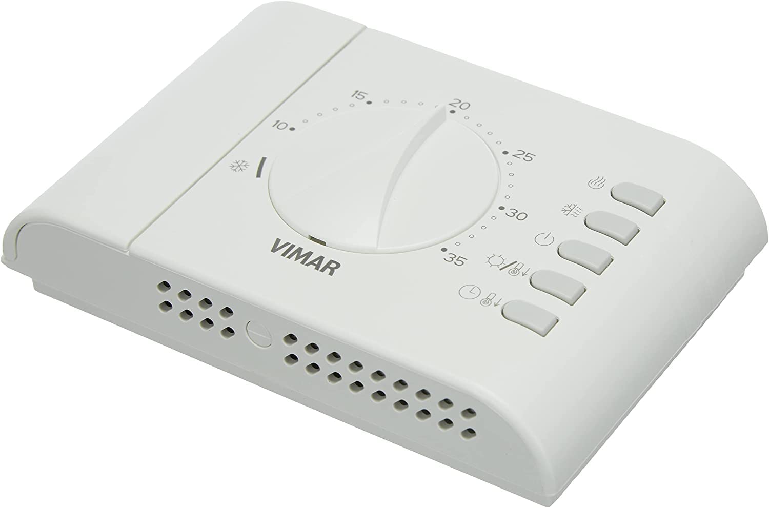 Vimar 02900.1 Termostato para control ON/OFF de la temperatura ambiente, alimentación con baterías AA LR6 1,5 V (no suministradas), instalación de superficie