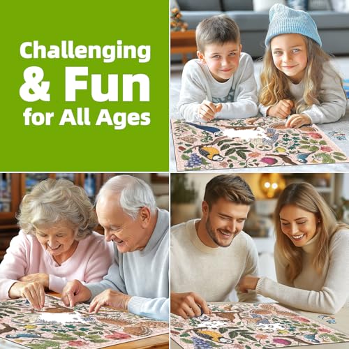 Image of 500 Pieces Puzzles for Adults Forest Birds Jigsaw Puzzles 500 Pieces Difficult Fun Owl and Floral Unique Beautiful Birds Flowers Family Puzzle Challenging Games Gift for Adults (21 inchx15 inch)