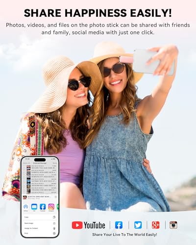 Image of MFi Certified Flash Drive for iPhone iPad 512GB, Photo Stick for External Memory Storage, Easily Back Up and Save Photos Videos, USB Memory Stick Thumb Drive for iPhone /iPad /Android /PC (Rose Pink)