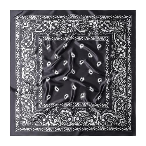 Image of 35 inch Men's Silk Cowboy Scarf - Oversized Western Bandana Neckwear, Large Square Scarf with Gift Packaging