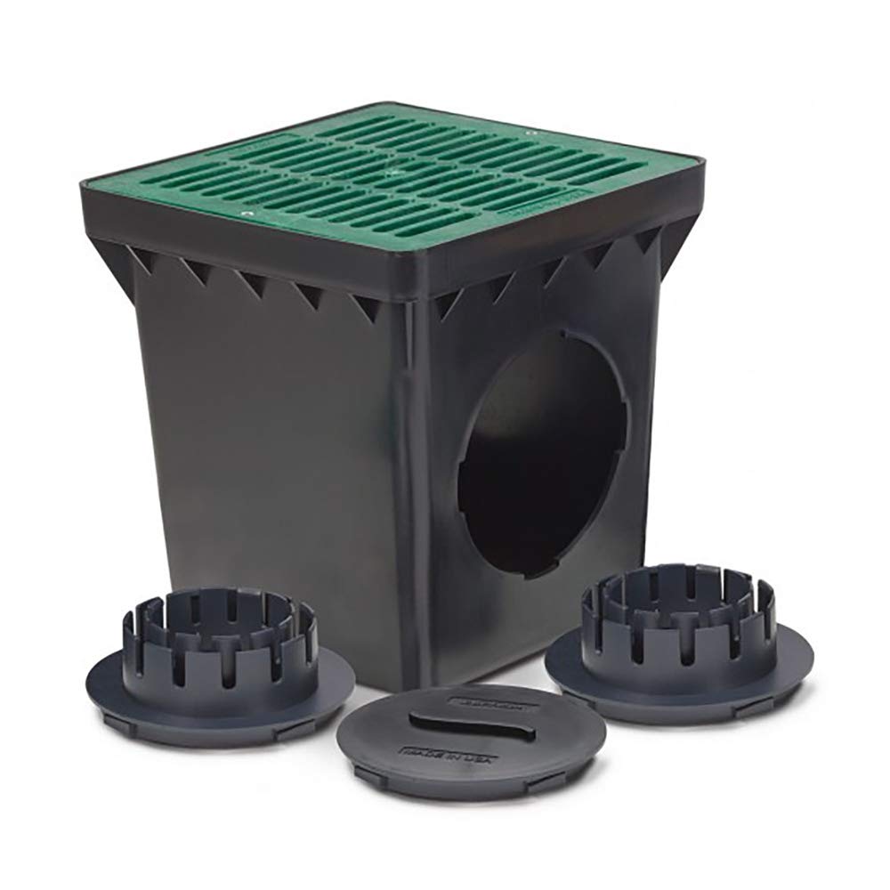 Rainbird Basin with 2 Outlets and Flat Grate with 2 DBAA34 Adapters and 1 DBAAP Basin Plug, Green, 12