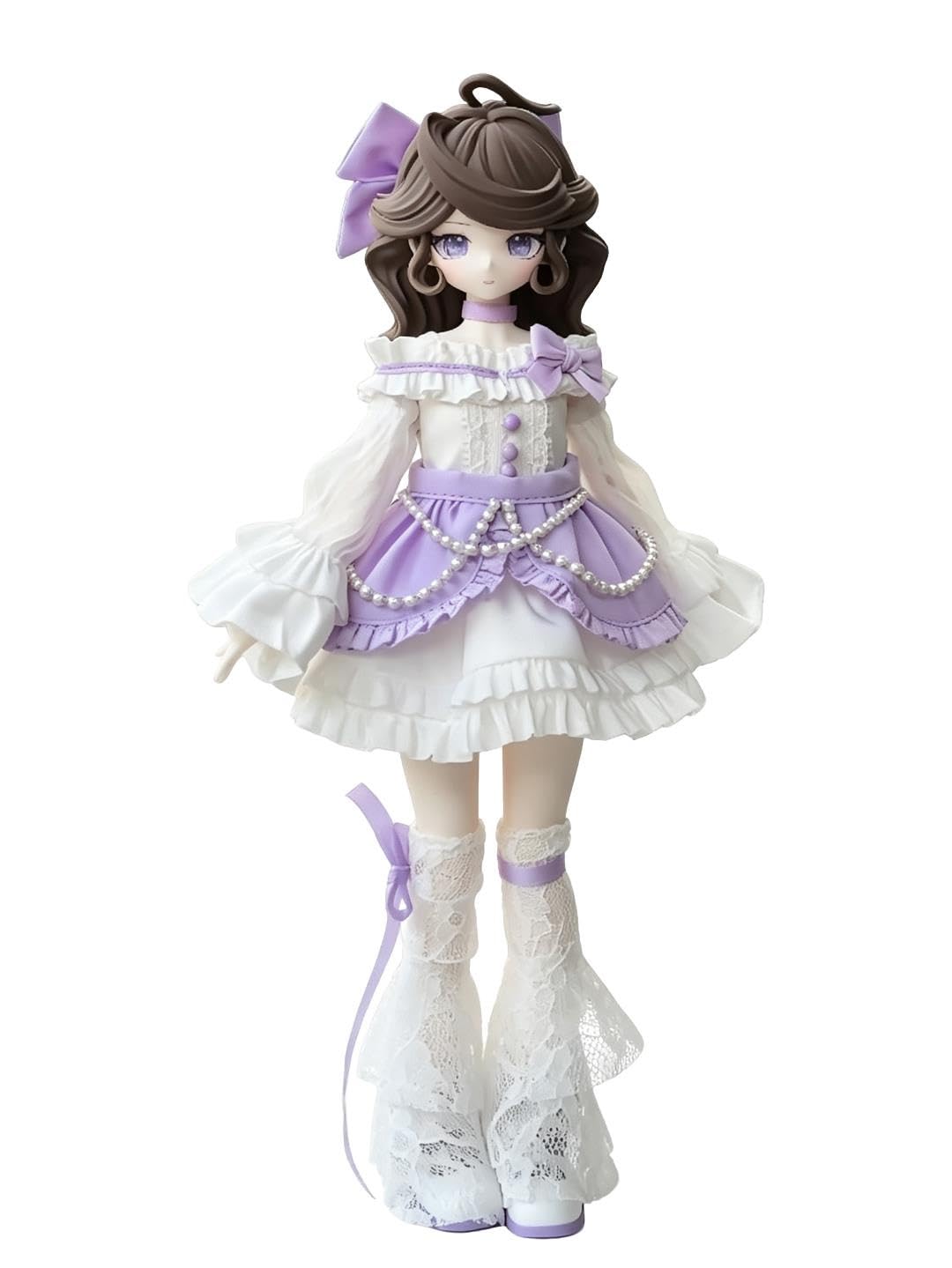 ガールズグループ BJDブラインドドール シリーズ 高21cm PVC&ABS素材 1/8 BJDスペシャルボディ 女の子のギフト 関節可動フィギュア(Light purple)