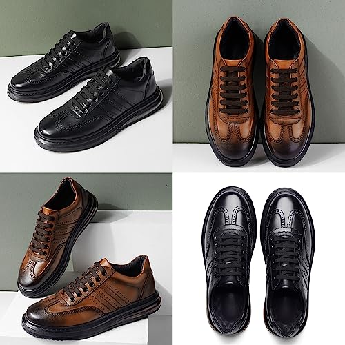 Men's Air Cushion Dress Leather Shoes,Lightweight Comfort Trendy Wingtip Carving Lace-up Casual Business Oxford Sneakers3