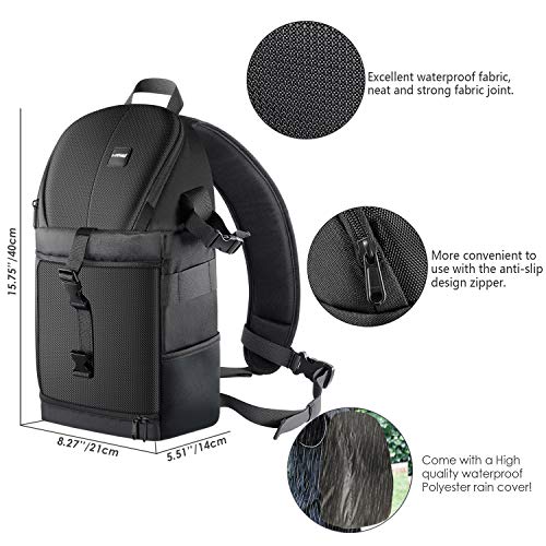 Neewer Professionelle Riemen-Kamera-Speicher-Beutel reißfeste und wasserdichte schwarze Rucksack Tasche für DSLR Kamera, Objektiv und Zubehör (lila Innen) - Image 4