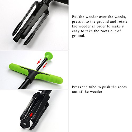 FLORA GUARD 3.3 Feet Weeding Tool- Stand-Up Weeder Removal Tool, No-Bending Weeder Remover with Foot Plate and 4 Claws