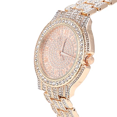 Image of Haute Sauce Women's Embellished Analog Dial with Stainless Steel Strap | Battery Power | Foldover Closure | Quartz Movement | Fashion Wrist Belt Watch for Female and Girls