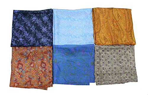Set of 10 Vintage Silk Sari Scarves for Women – Indian Wrap Shawls, Floral Boho Stoles in Assorted Colors – Lightweight Long Silk Scarves, 70 x 40 Inches2