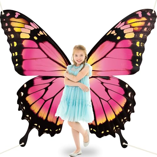 Butterfly Wings Backdrop Decorations Pink Large Monarch Butterflies Decor Photograph Background for Spring Insect Butterfly Birthday Party Decor Supplies for VBS Classroom Booth Photo Props Wall
