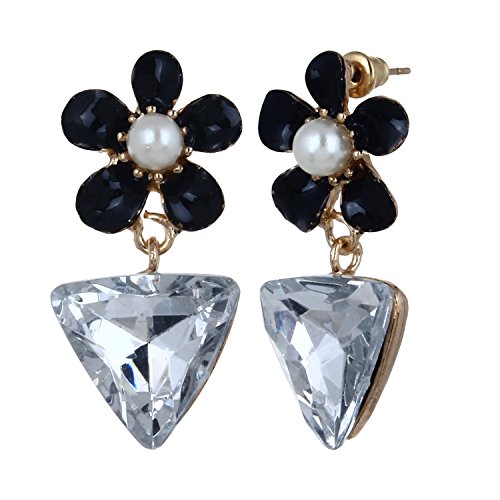 Gracias Collection Crystal and Flower Earrings