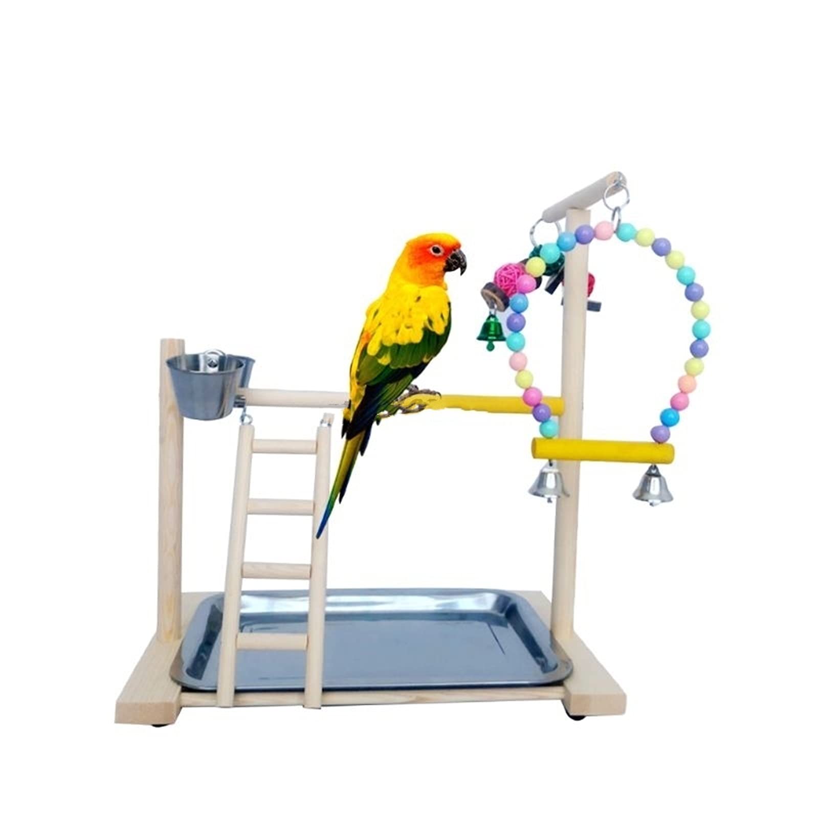 Parque de juegos de pájaros, estación de juegos, e Soporte de madera for percha de pájaros, plataforma for loros, patio de juegos, gimnasio de ejercicios, soporte de juego, escalera, juguetes interact