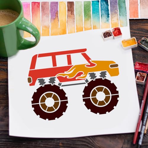 Fingerinspire DIY-WH0394-0174-US18 4Pcs Monster Truck Stencil thumb #6