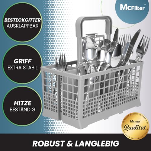 McFilter I Besteckkorb Universal 240 × 136 × 245 mm – Ersatzkorb für viele verschiedene Geschirrspüler I Spülmaschinen I hitzebeständiger Kunststoff I abnahmbarer Tragegriff, Ersatzteil, Zubehör