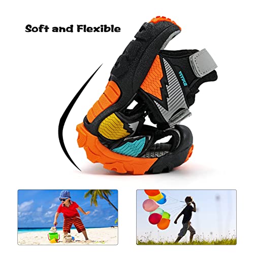 Image of JMFCHI Boys Girls Kids Closed Toe Sports Sandals Summer Water Shoes | Little /Big Kid,Comfortable lightweight,Non-slip soft sole,Hook-and-loop closure,Easy wear,Anti-collision toe,Daily casual