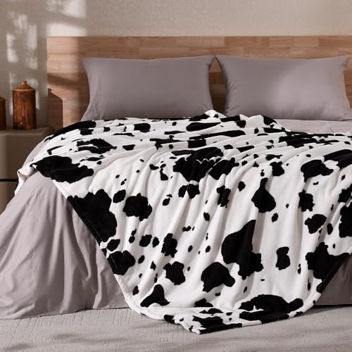 Cozy Bliss Manta con Estampado de Vaca, Suave, Gruesa y Cálida, para Sofá, 50 x 60 pulgadas, Negro y Blanco miniatura 6
