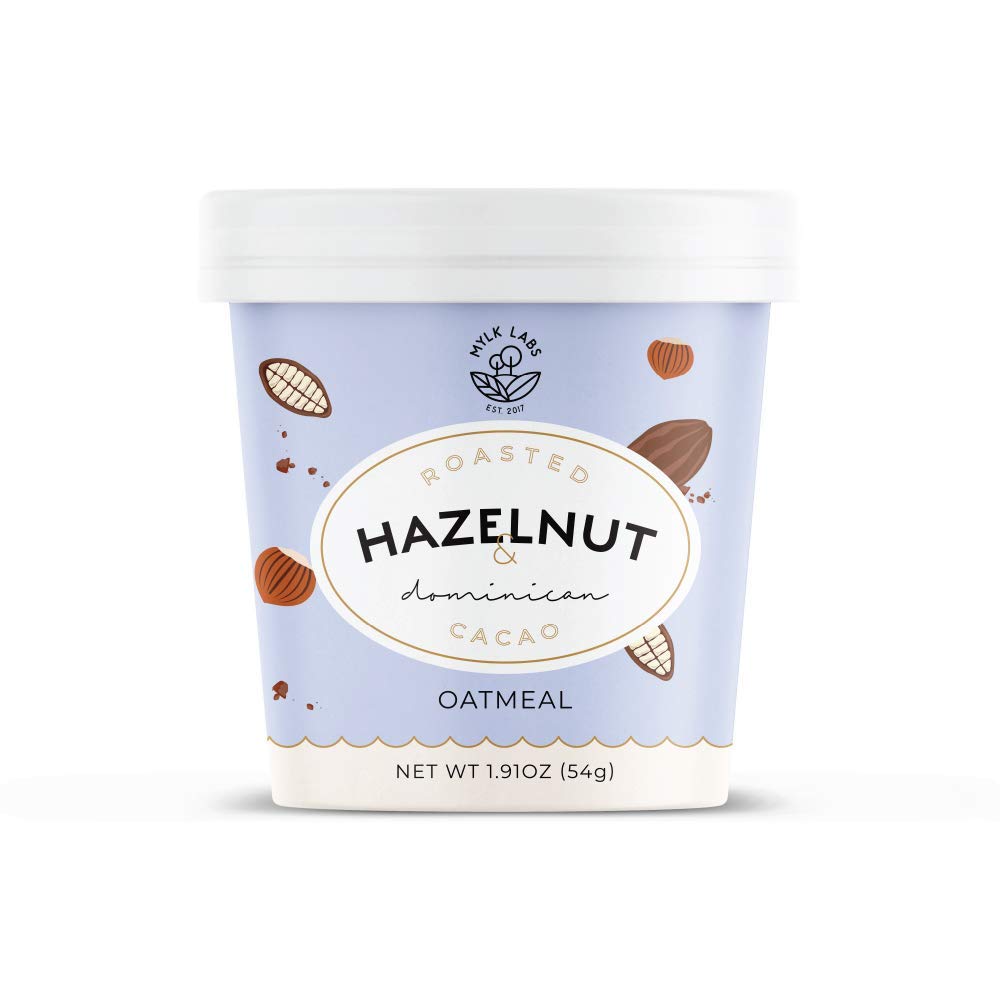 Mylk Labs Gluten Free Instant Oatmeal Cup, Roasted Hazelnut & Dominican Cacao - Vegan, Low Sugar, Non-GMO, Kosher - 12 Pk