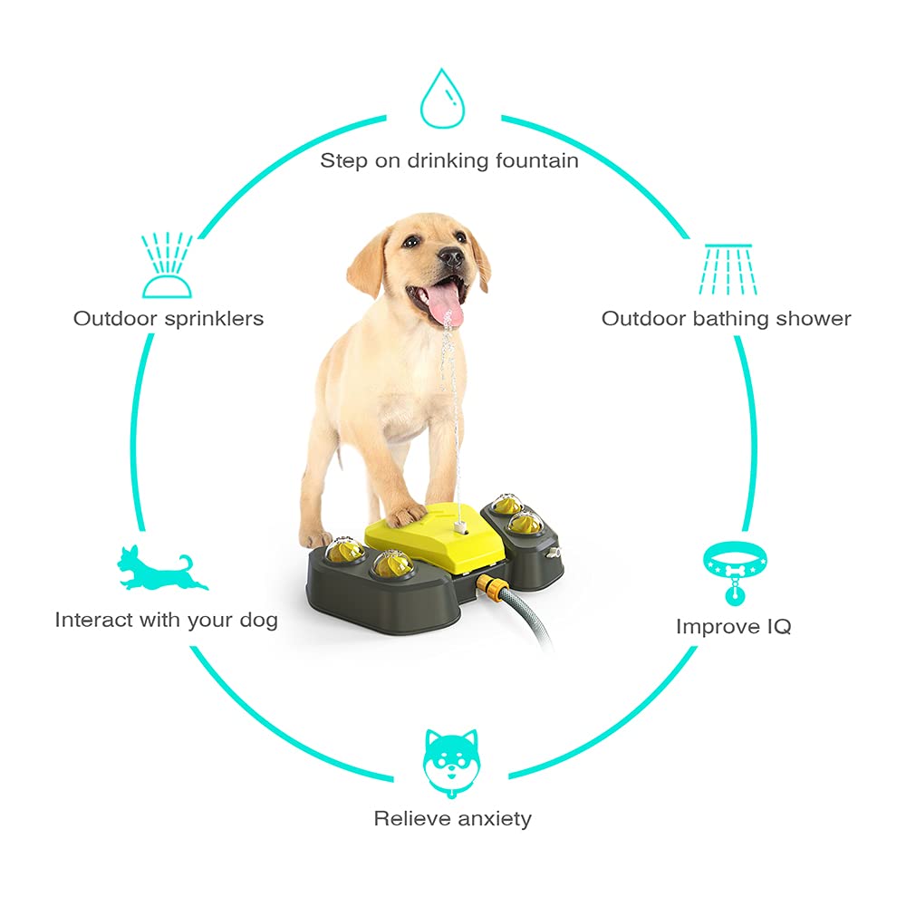 Fuente de agua multifuncional para perros, fuente automática para mascotas, fuente de agua activada por patas, dispensador de riego para perros con 4 boquillas para perros pequeños, medianos y grandes