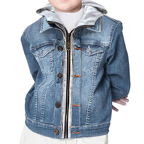 I Love My Grandparents Hooded Denim Jacket for Kids - Cute Jean Jacket - Phrase Denim Jacket for Kids3