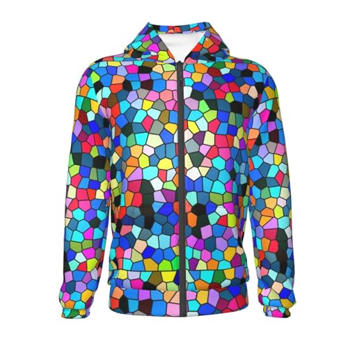 Colorful Tie Dye Stained Glass 2 Kids Pullover Hoodies Boys Zip Up Sweatshirts Girls Athletic Clothes with Pocket2