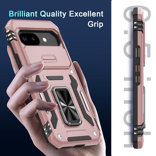 Coque Google Pixel 9A robuste or rose aux finitions haut de gamme avec béquille