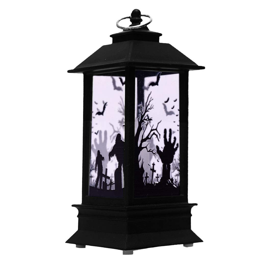 Jazuaiao Halloween Decoration Ornaments Scary Skeleton Pumpkin Witch Pattern LED Electronic Light Hanging Prop Decorative Lights for Bedroom Wall