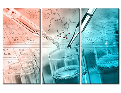 Image of TUMOVO Canvas Wall Art Clinical Laboratory Artwork Pictures Black and White Wall Art 3 Panel Laboratory Posters and Prints Wall Art for Living Room Framed Ready to Hang, 60 inch Wx40 H